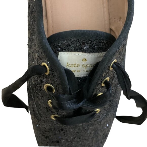 Keds x Kate Spade Sneakers Womens 8.5 Black Glitter Low Top Shoes‎ Event Party - Picture 16 of 16